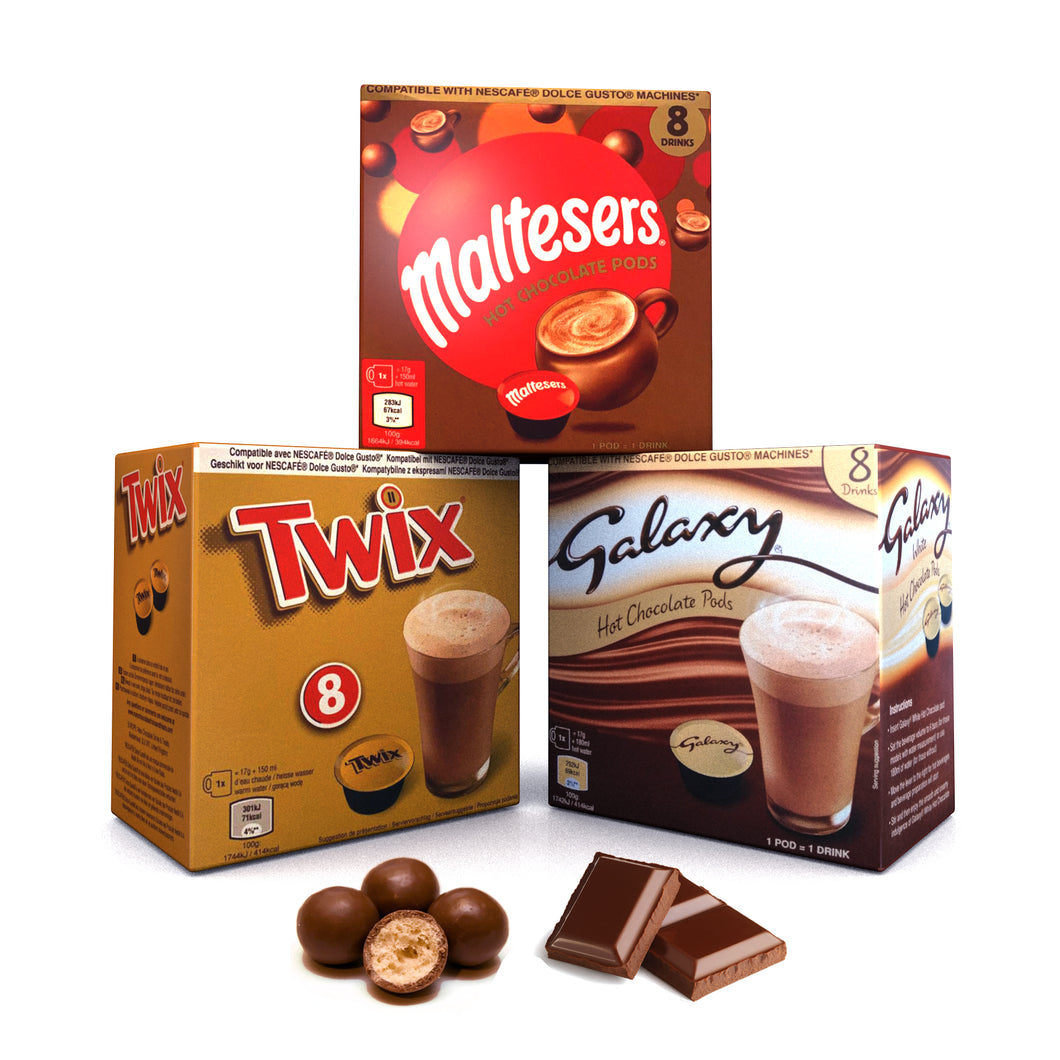 Nescafe Dolce Gusto Maltesers Twix Galaxy 3 Boxes 24 Drinks